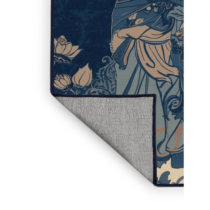 Tapis floral gris lavable à la machine Madiun, 3 X 5