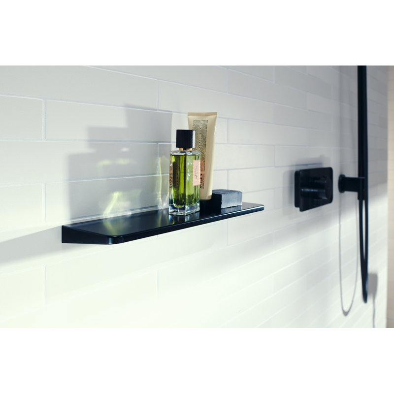 Universal Circular Wall Mounted Shower Shelf, Matte Black