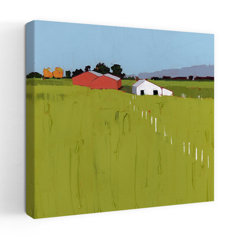Fenceline, art abstrait contemporain au printemps, H 18 po x l 18 po