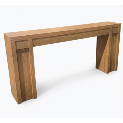 Extra-Long Cherry Console Table for Dining Room – Farmhouse Style with 2 Drawers, 2-Tier Open Storage, Thick Wooden Build, Sturdy Accent Table for Entryway or Hallway – Cherry Color