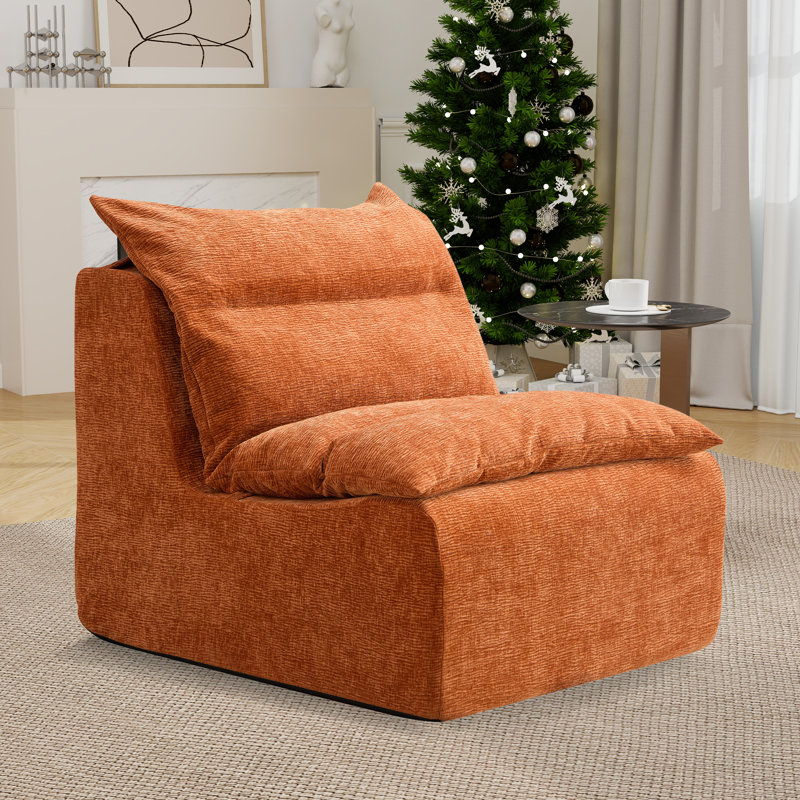 Fauteuil à billes moderne avec canapé rembourré, Polyester orange