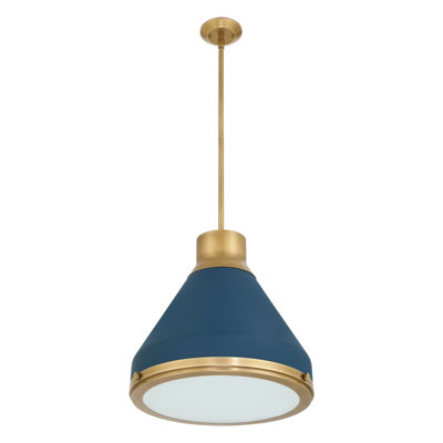 Norbert 18-inch 1-light Natural Brass Pendant Light with Matte Black Metal Shade