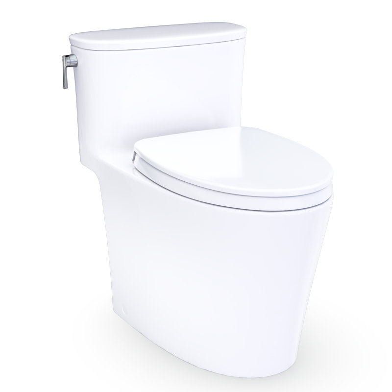TOTO Aurora One-Piece Elongated 1.28 GPF WASHLET+ and Auto Flush Ready Universal Height Toilet with SS124 SoftClose Seat, Ebony - MS686124CEF#51