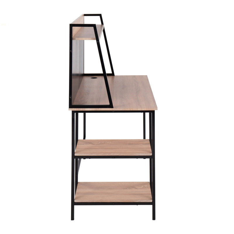 Geo Shelf Contemporary Desk In Black Steel And Natural Wood By, Natural/Black