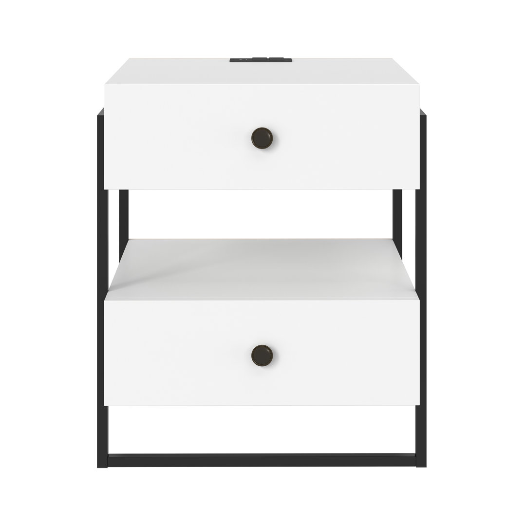 Boyd Sleep Pesaro Modern 2 Drawer Nightstand with USB Charging Station and Power Outlets, Pesaro Boyd Sleep 