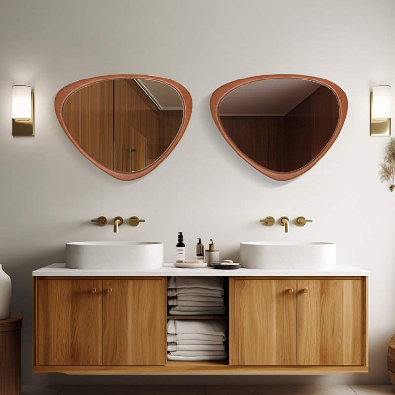 Natural Pine Asymmetrical Wall Mirror, 22" x 28"