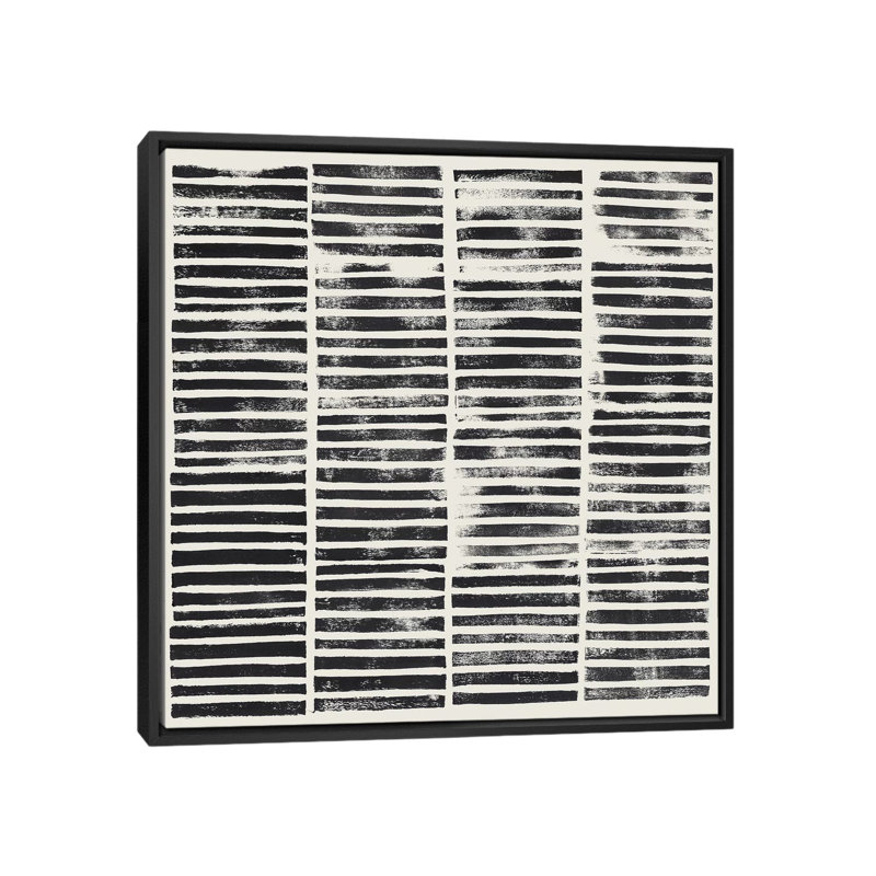 « stripe block prints ii », reproduction sur toile, H 18 po x l 18 po x P 1,5 po, Toile avec cadre noir, Pas de tapis