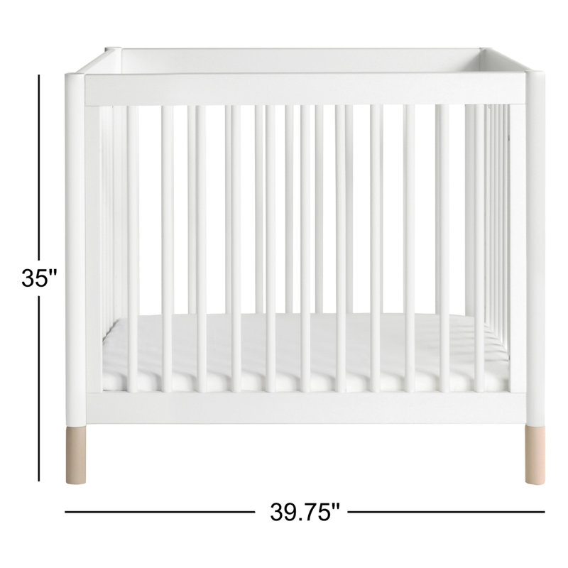 Gelato 4-in-1 Mini Convertible Crib, White/Washed Natural
