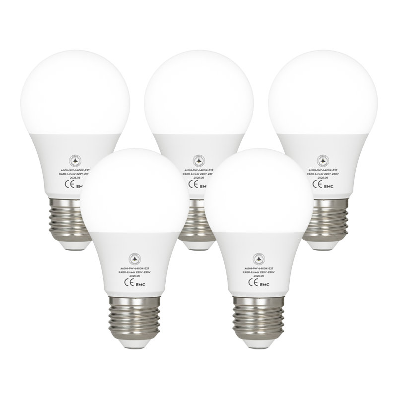 5 Pack LED A60 E27 Light Bulbs, 9W(100W Equivalent) Cool White 6400K Non-Dimmbale Light Bulb, 806lm Edison Screw Golf GLS Energy Saving Light Bulb for Home Living Bedroom