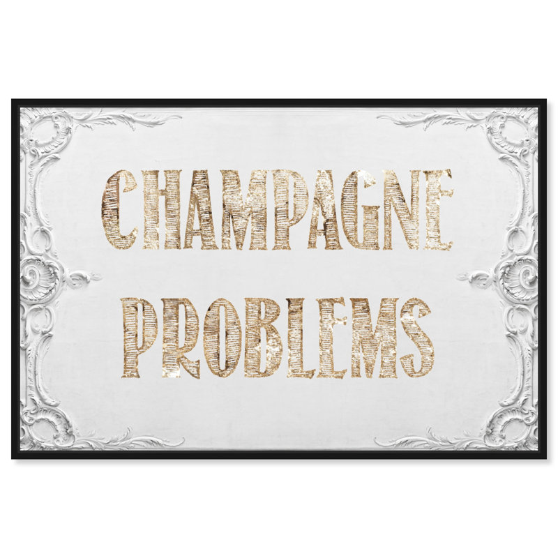 Champagne Problems - Floater Frame, impression, Cadre flottant noir, L 15 po x H 10 po