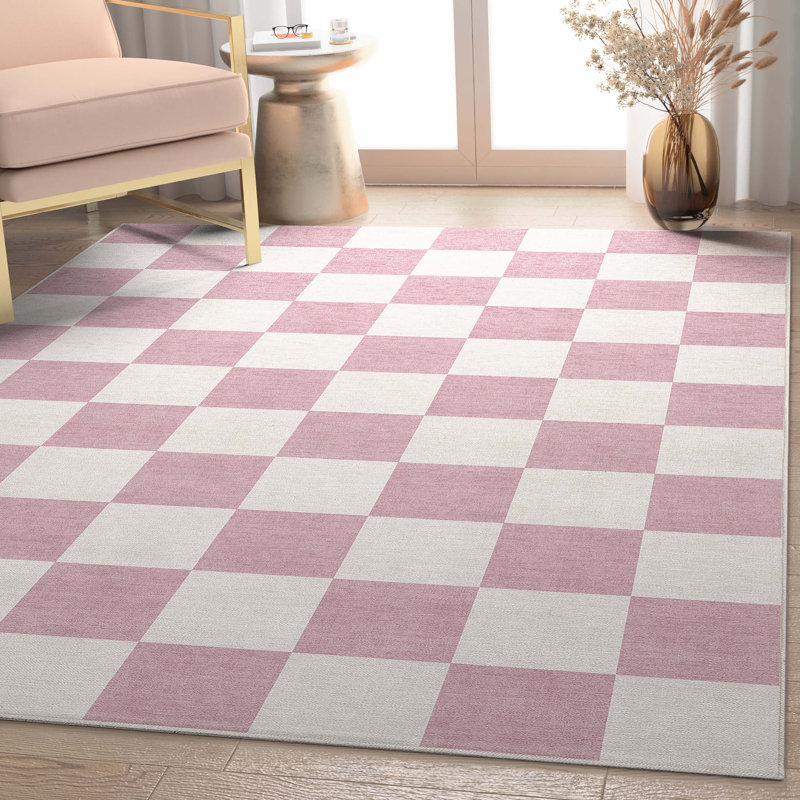 Kehr Square Modern Geometric Pink Flat-Weave Area Rug, Rectangle 7'10" x 9'10"