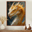 Reproduction d'art jaune et blanc avec griffes dorées et dragon