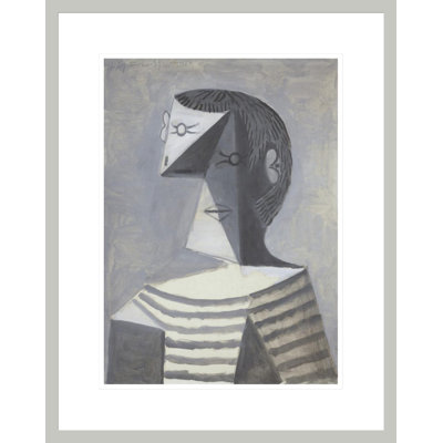 Half-Length Portrait of a Man in a Striped Jersey (Buste d'homme en tricot raye) by Pablo Picasso -Framed Giclee Print