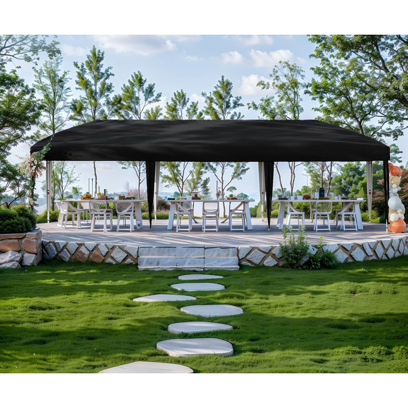 10x10ft / 10x30ft Pop Up Canopy Tent with Sidewalls - Heavy Duty Adjustable Height Outdoor Canopy, Includes 4/8-Weight Anchoring System / Roller Bag for Events/Camping - Blue/Black/Green/White/Gray/Khaki