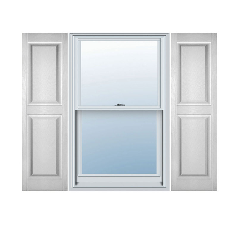 Vinyle à vie, panneaux sur mesure, volets surélevés, avec persiennes, Blanc, H 63 po x l 14,5 po x P 1 po
