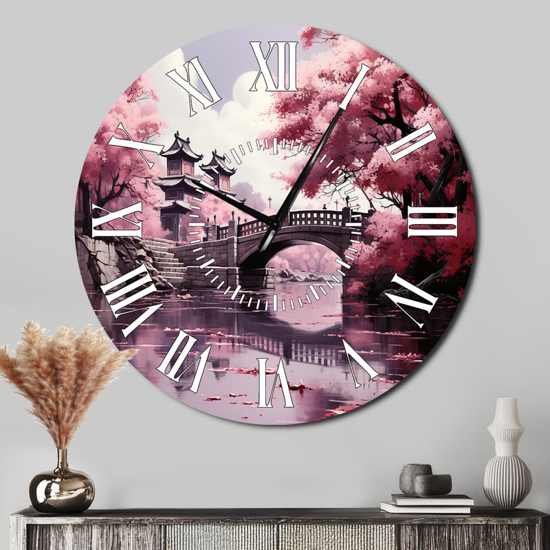 Horloge murale Japon Art Cherry Blossom, Surdimensionné