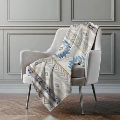 Addison Machine Washable Sherpa Aztec Throw Blanket