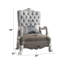 Fauteuil d'appoint sculpté en tissu et cuir mélangés, fini blanc cassé, 122 cm