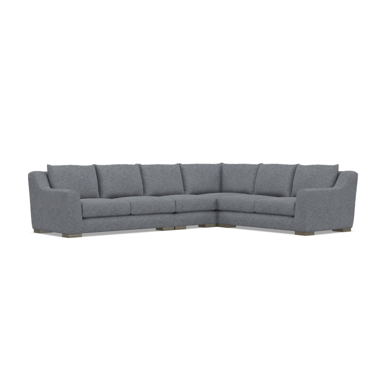 Gabi 5-Piece Fabric Sectional, Gray Polyester Blend, 35" H x  140" W x 110" D, Right Hand Facing