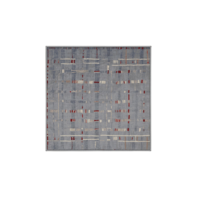Machine Washable Gray Area Rug, Square 8'