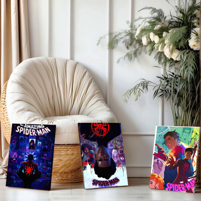 3PCS Wall Arts Posters Framed, Spider Man Canvas Wall Art Set of 3 Amazing Spider Man Poster Prints Superhero Marvel Movie Decor for Bedroom Living Room Kids Room Home Decorations Modern Artwork