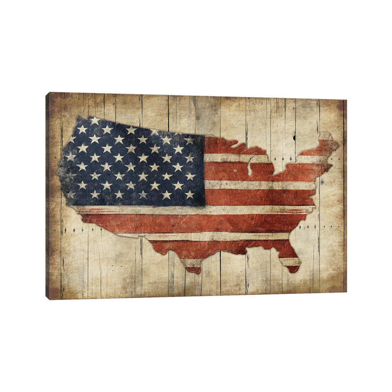 «USA Flag Wood» par Jace Gray, impression sur toile tendue, H 40 po x l 60 po x 1,5 po