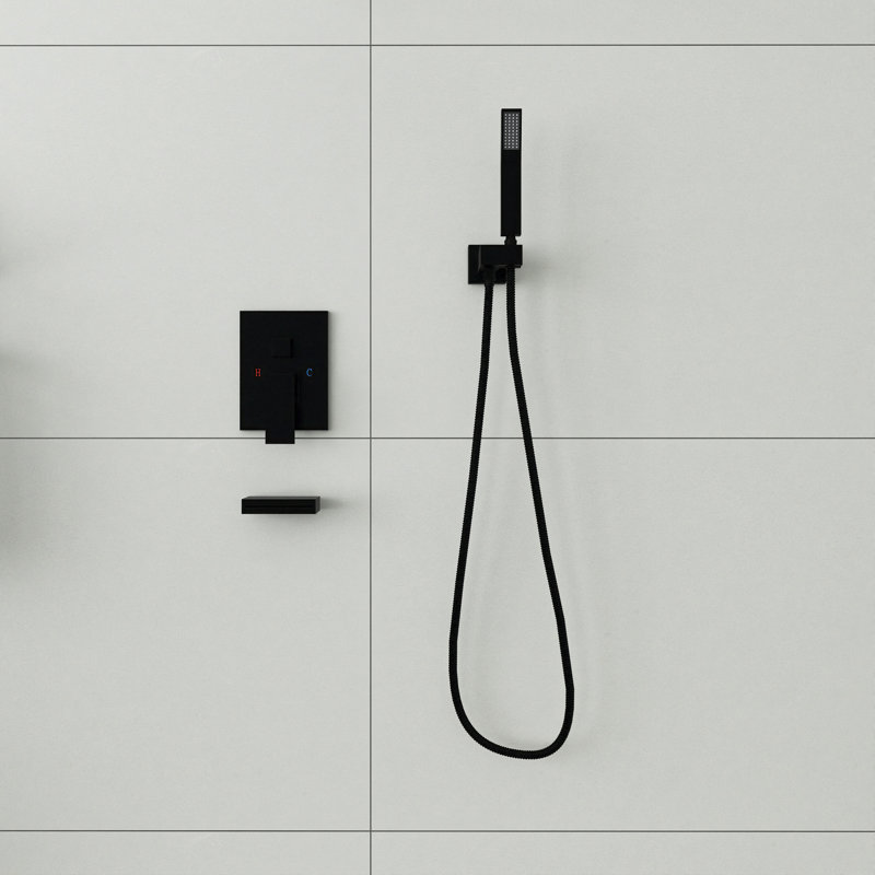 Modern Square Shower System, Rain Shower Head with Handheld Spray, Shower Faucet Set, Oil Rubbed Bronze