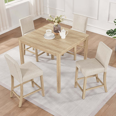 Ensemble de table 5 pièces à hauteur de comptoir avec 4 chaises, ensemble de table à hauteur de comptoir pour 4 avec chaises, ensemble de table à hauteur de comptoir en bois pour la cuisine, la salle à manger