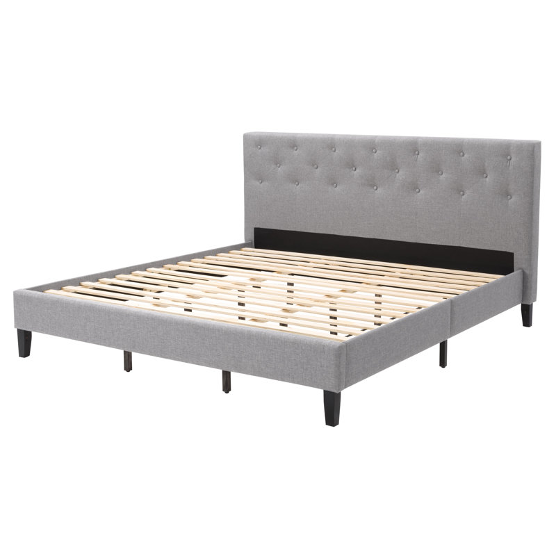 Lit plateforme tapissier Achilles, Gris clair, Très grand