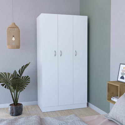 Armoire-penderie avec 3 portes, 2 tiroirs et 4 tablettes à 4 niveaux