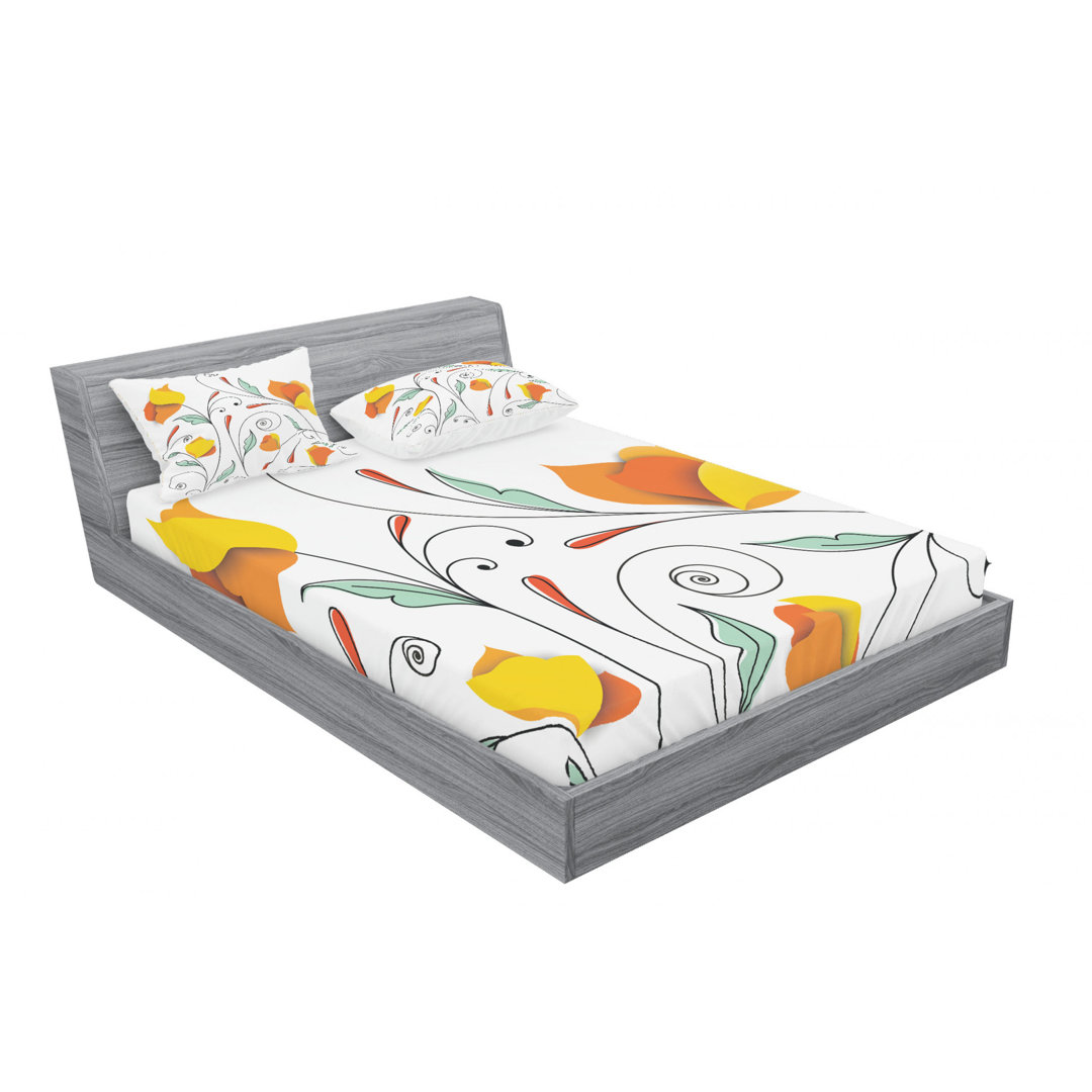 Microfiber Floral Sheet Set (Set of 3) Ambesonne