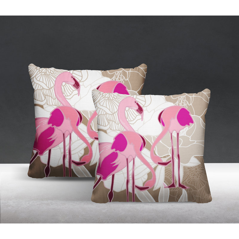 Outdoor Reversible Throw Pillow, Beige/Pink, 17W" x 17H"