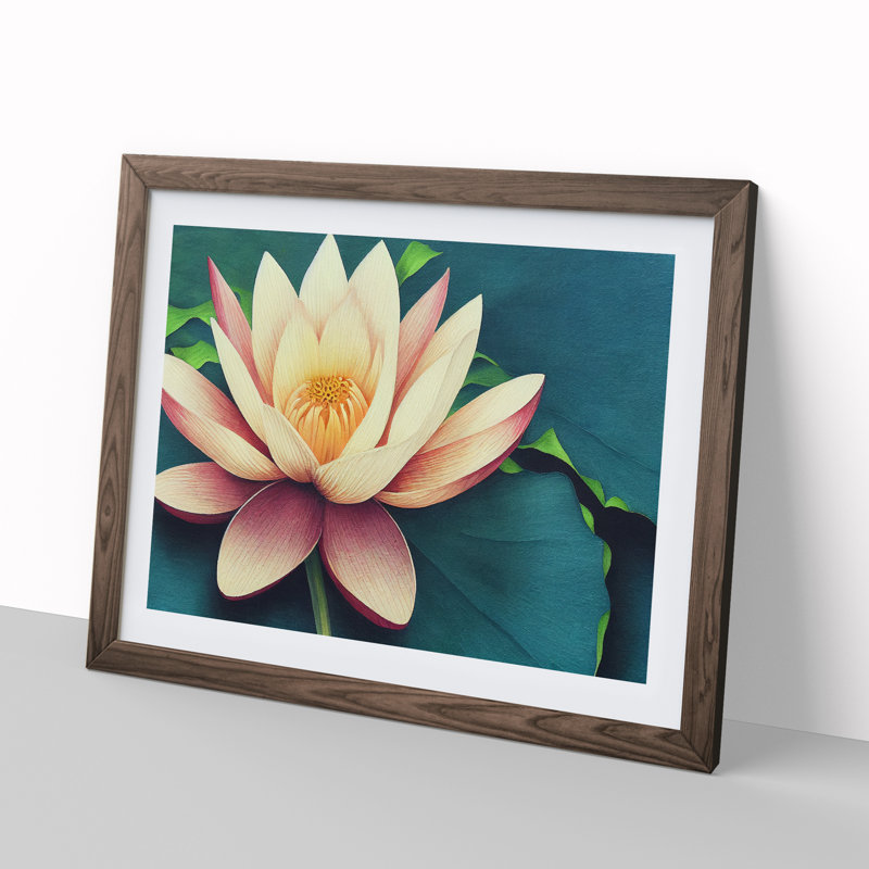 Tantalising Lotus Flower - Single Picture Frame Print, 25cm H x 34cm W, Walnut