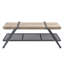 Table basse avec tablette de rangement, finition chêne et gris sable, rectangulaire, acier et panneau de fibres à densité moyenne, 47 pouces de largeur