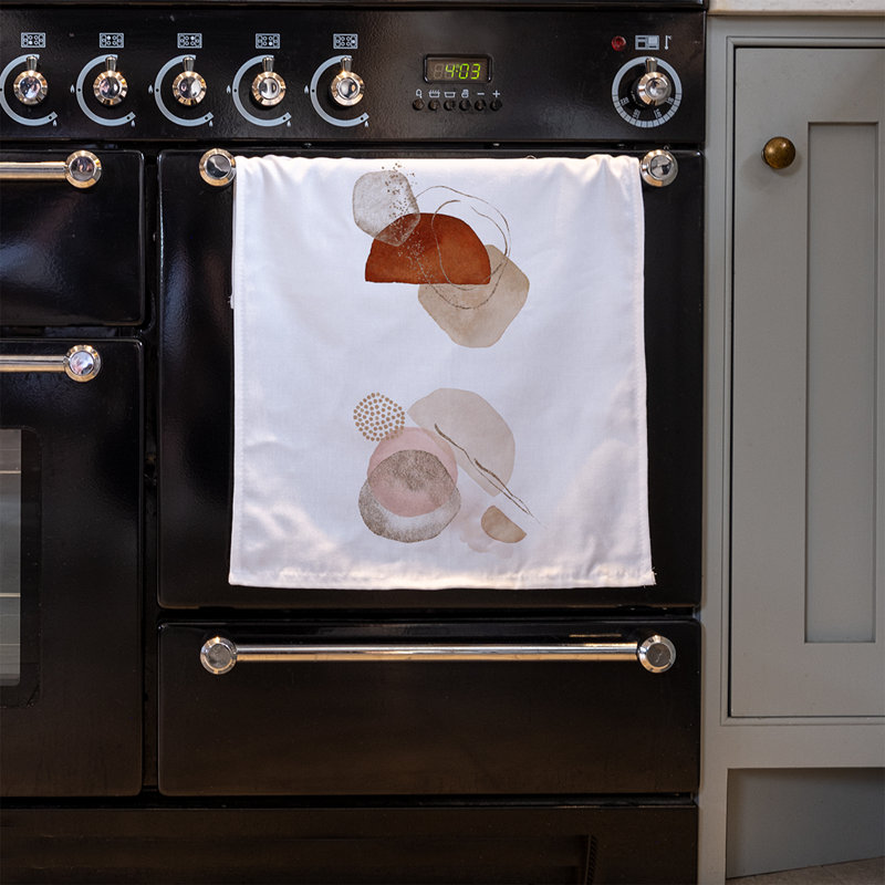 Drandell Waffle Tea Towel Kitchen Towel, Illustration and Gold Elements