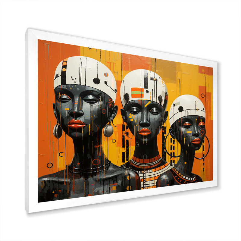 Minimalisme des tribus d'Afrique II sur toile, Cadre simple blanc, H 34 po x l 44 po x P 1,5 po