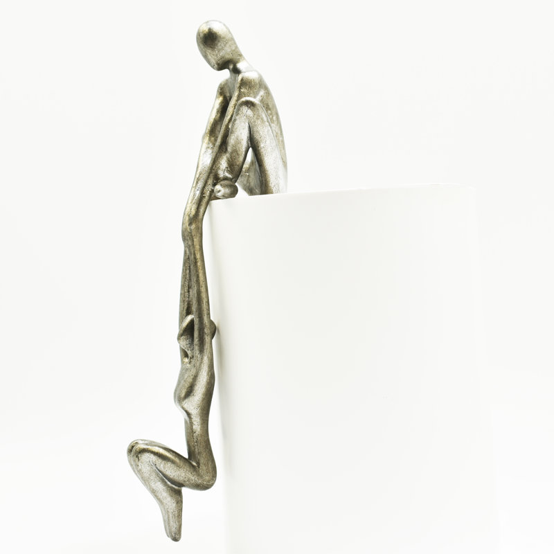 Adam & Friends Home Decor Man Lifting Woman Onto Ledge Sculpture | 1-Piece, Pewter