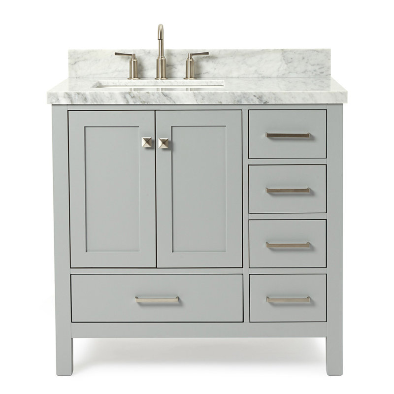 Ensemble de meuble-lavabo simple 37 po Cambridge, Gris, Forme rectangulaire