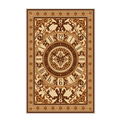 Tapis oriental brun et beige lavable à la machine