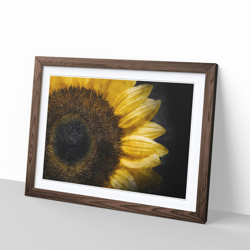 Yellow Sunflower Rising - Picture Frame Painting Print, Walnut Framed, 62cm H x 87cm W x 2cm D