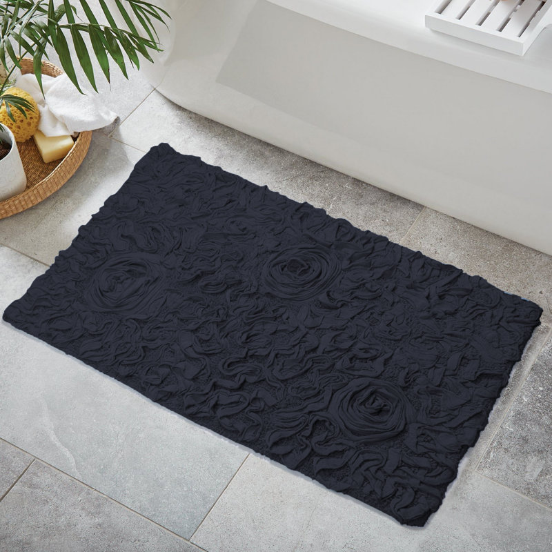 Tapis pour salle de bain Schoenberger, L 40 po x l 24 po, Bleu marine