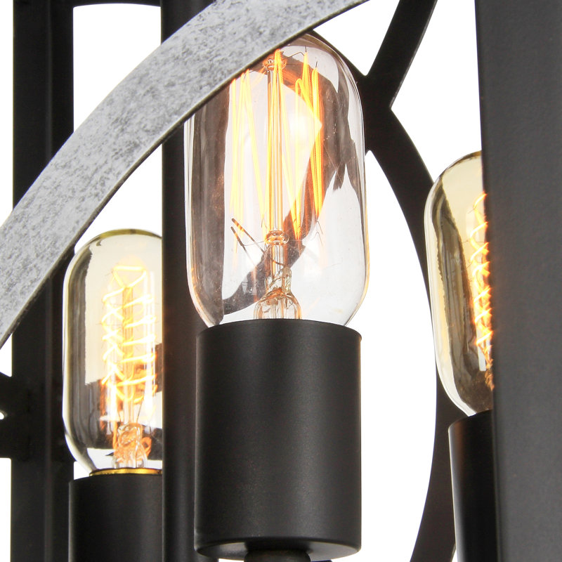 Elegant 4 - Light Lantern Square Chandelier, Sand Blasted Wood
