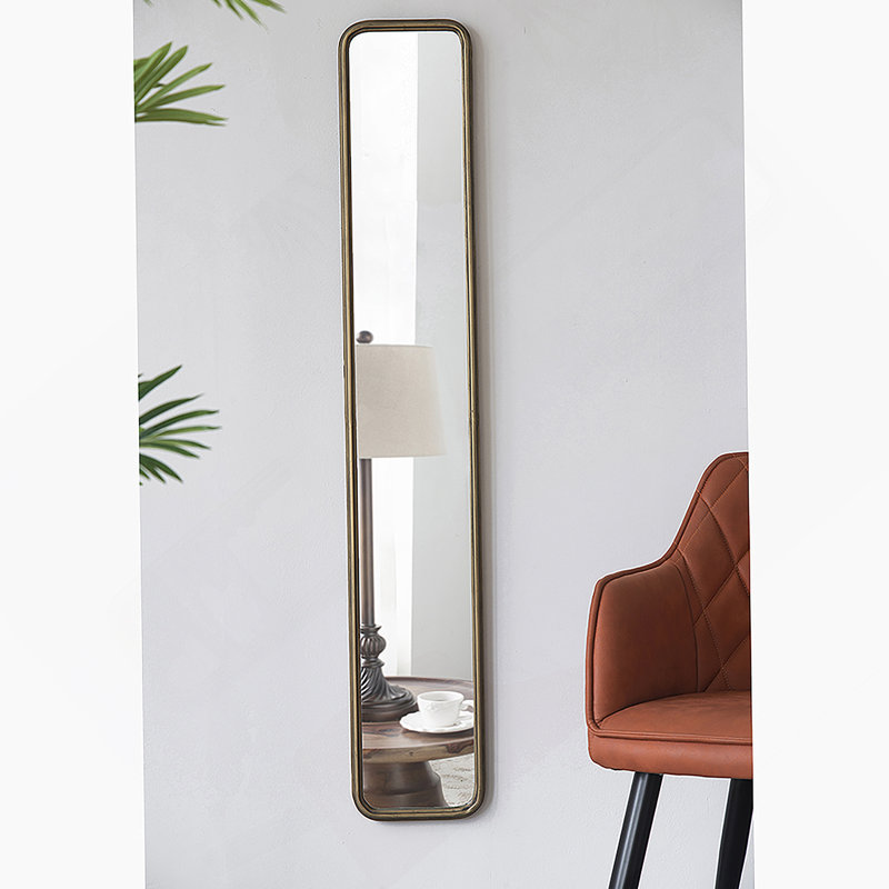 Miroir pleine grandeur avec cadre en métal doré antique, miroir long pour le couloir