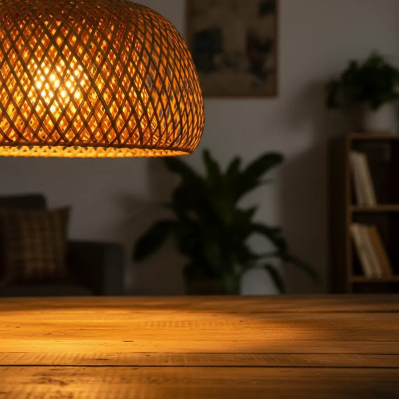 12" Boho Rattan Pendant Light Fixture,E27 Hardwired Ceiling Hanging Light, Pendant Lighting Bamboo Wicker Chandelier Hanging Lamp for Kitchen Island Living Room Dining Room