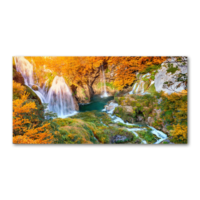 Waterfall in Autumn 1 Piece Wall Art on Canvas