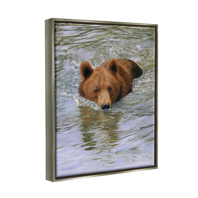 «Brown Bear Lake Water Splash» par Dave Stribble - photographie sur toile à cadre flottant