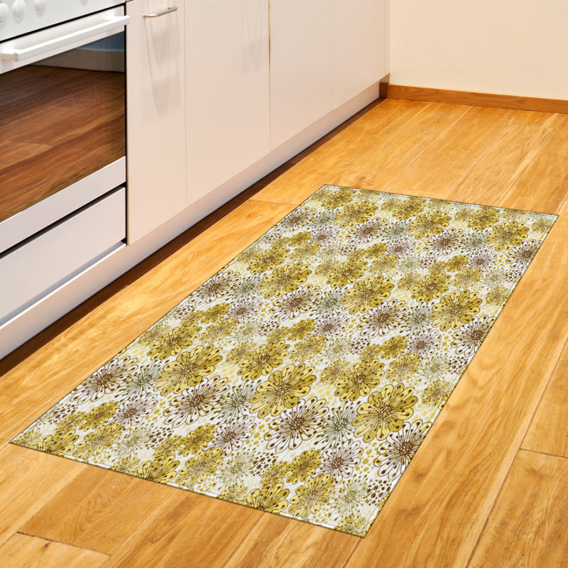 Floral High Density Long Fiber Poly Threads Decorative Area Rug Carpet, Rectangle 4' x 5'8"