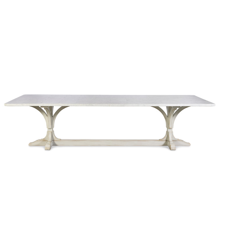 Tara Shaw Dining Table, 30"H x 120"L x 42"W, White/Gray