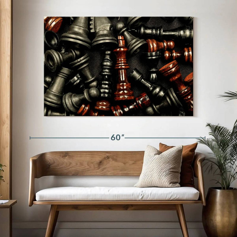 Senne Dark Chess Pieces, 34" H x 51" W