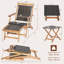 Karlye Outdoor Acacia Wood Chaise Lounge with Table